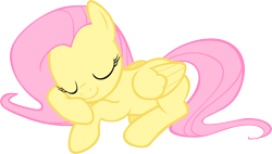 Size: 4326x2462 | Tagged: safe, artist:kurokaji11, imported from derpibooru, fluttershy, pegasus, pony, season 1, stare master, cute, daaaaaaaaaaaw, eyes closed, female, folded wings, happy, mare, shyabetes, simple background, sleeping, smiling, solo, transparent background, vector, wings