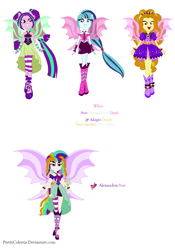Size: 1144x1630 | Tagged: safe, artist:prettycelestia, imported from derpibooru, adagio dazzle, aria blaze, sonata dusk, oc, oc:alexandria star, siren, equestria girls, boots, disguise, disguised siren, fusion, fusion:adagio dazzle, fusion:aria blaze, fusion:arisonagio, fusion:sonata dusk, gem, high heel boots, multicolored hair, multiple arms, ponied up, shoes, simple background, siren gem, sirenified, species swap, the dazzlings, white background