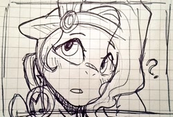 Size: 1024x692 | Tagged: safe, artist:maren, imported from derpibooru, pipp petals, pegasus, pony, :o, female, g5, graph paper, mare, open mouth, question mark, solo, traditional art