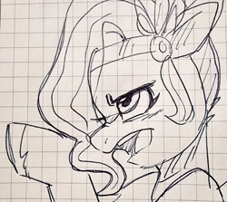 Size: 1024x915 | Tagged: safe, artist:maren, imported from derpibooru, pipp petals, pegasus, pony, angry, female, g5, graph paper, mare, open mouth, raised hoof, solo, teeth, traditional art