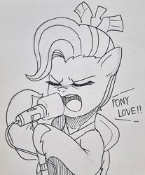 Size: 847x1024 | Tagged: safe, artist:maren, imported from derpibooru, queen haven, pegasus, pony, eyes closed, female, g5, mare, microphone, open mouth, singing, solo