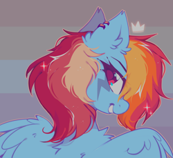 Size: 1750x1600 | Tagged: safe, artist:mirtash, imported from derpibooru, rainbow dash, pegasus, pony, crown, cute, dashabetes, ear piercing, earring, female, grin, jewelry, lesbian pride flag, piercing, pride, pride flag, regalia, smiling, solo, tattoo