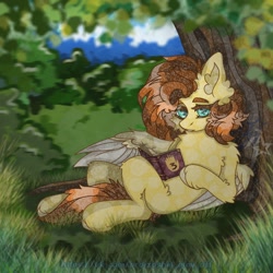 Size: 1800x1800 | Tagged: safe, imported from derpibooru, oc, oc only, oc:yuris, pegasus, pony, book, bush, ears up, female, forest, gravity falls, journal #3, lies, nature, solo, spread wings, trade, tree, wings