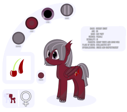 Size: 4213x3719 | Tagged: safe, artist:mrkm, imported from derpibooru, oc, oc:cherry night, bat pony, bat pony oc, bat wings, cherry, cutie mark, ear fluff, fangs, female, female symbol, folded wings, food, full body, mare, reference sheet, simple background, size comparison, smiling, solo, transparent background, unshorn fetlocks, wings