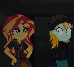 Size: 6306x5754 | Tagged: safe, artist:emeraldblast63, imported from derpibooru, lightning dust, sunset shimmer, human, comic:the tale of two sunsets, equestria girls, duo, duo female, equestria girls-ified, female, human sunset