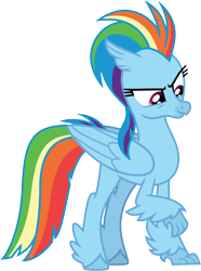 Size: 2478x3339 | Tagged: safe, artist:eclipsethings, imported from derpibooru, rainbow dash, hippogriff, female, folded wings, high res, hippogriffied, looking down, raised claw, simple background, smiling, smirk, solo, species swap, transparent background, vector, wings