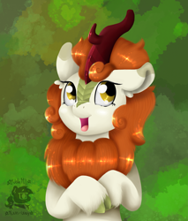 Size: 2433x2859 | Tagged: safe, artist:valemjj, imported from derpibooru, autumn blaze, kirin, cloven hooves, female, mare, redraw, solo