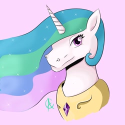 Size: 2341x2341 | Tagged: safe, artist:cynfularts, imported from derpibooru, princess celestia, alicorn, pony, bust, portrait, simple background, solo