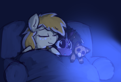 Size: 1781x1206 | Tagged: safe, artist:rivibaes, imported from derpibooru, oc, oc:orange cream, oc:rivibaes, pony, unicorn, blanket, couch, female, filly, foal, mare, mother and child, mother and daughter, plushie, snuggling, watching tv