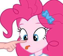 Size: 1450x1300 | Tagged: safe, artist:lightning_musicwave, imported from derpibooru, pinkie pie, human, equestria girls, boop, clothes, cute, female, noseboop, offscreen character, simple background, tongue out, transparent background