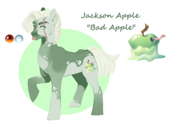 Size: 1872x1346 | Tagged: safe, artist:ghost-whisper03, imported from derpibooru, oc, oc only, oc:jackson apple, earth pony, pony, blind eye, eye scar, facial scar, offspring, parent:big macintosh, parent:coloratura, parents:raramac, scar, simple background, solo, tongue out, white background