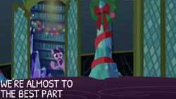 Size: 2000x1125 | Tagged: safe, edit, edited screencap, editor:quoterific, imported from derpibooru, screencap, twilight sparkle, alicorn, pony, a hearth's warming tail, female, mare, open mouth, solo, string lights, twilight sparkle (alicorn), twilight's castle