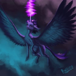 Size: 5000x5000 | Tagged: safe, artist:bultico, imported from derpibooru, twilight sparkle, alicorn, pony, female, glowing, glowing horn, horn, magic, solo, twilight sparkle (alicorn)