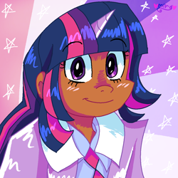 Size: 1000x1000 | Tagged: safe, artist:mirabuncupcakes15, imported from derpibooru, twilight sparkle, human, female, horn, horned humanization, humanized, solo