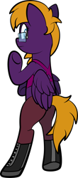 Size: 1280x2902 | Tagged: safe, artist:alexdti, imported from derpibooru, oc, oc only, oc:purple creativity, pegasus, pony, bipedal, clothes, pants, simple background, solo, transparent background