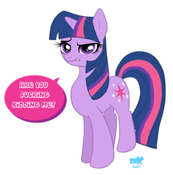 Size: 600x608 | Tagged: safe, artist:pandadox, imported from derpibooru, twilight sparkle, pony, unicorn, eyelashes, female, mare, simple background, solo, talking, transparent background, unicorn twilight, vulgar