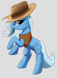 Size: 1843x2500 | Tagged: safe, artist:nonnyanon, trixie, cowboy, rearing, smug