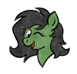 Size: 1130x1099 | Tagged: safe, artist:lunar harmony, oc, oc:filly anon, earth pony, pony, bust, cute, female, filly, one eye closed, open mouth, portrait, simple background, solo, transparent background, wink, winking at you