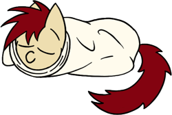 Size: 544x366 | Tagged: safe, artist:aprilfools, oc, oc only, earth pony, pony, /bale/, bedsheets, earth pony oc, eyes closed, female, mare, simple background, sleeping, solo, transparent background, wrapped up