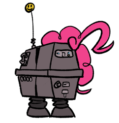Size: 901x932 | Tagged: safe, artist:cowsrtasty, imported from derpibooru, pinkie pie, robot, droid, gonk droid, ponk, pun, simple background, solo, star wars, transparent background, visual pun