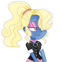 Size: 1753x1753 | Tagged: safe, artist:lavender-doodles, imported from derpibooru, oc, oc only, oc:azure/sapphire, human, equestria girls, clothes, crossdressing, eyeshadow, femboy, makeup, male, ponytail, poodle skirt, rockabilly, simple background, skirt, solo, transparent background, wig