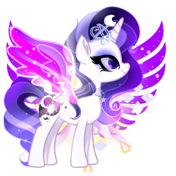 Size: 2048x2048 | Tagged: safe, artist:harmonyvitality-yt, imported from derpibooru, oc, oc only, alicorn, pony, alicorn oc, artificial wings, augmented, base used, ethereal mane, eyelashes, female, horn, jewelry, magic, magic wings, magical lesbian spawn, makeup, mare, offspring, parent:luna, parent:rariluna, parent:rarity, simple background, solo, starry mane, tiara, transparent background, wings