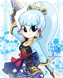 Size: 2015x2490 | Tagged: safe, artist:rjp.rammy, imported from derpibooru, human, equestria girls, clothes, crossover, equestria girls style, equestria girls-ified, fan, female, genshin impact, hand fan, kamisato ayaka (genshin impact), solo