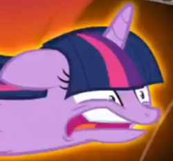 Size: 846x784 | Tagged: safe, imported from derpibooru, screencap, twilight sparkle, pony, twilight's kingdom, faic, floppy ears, funny face, great moments in animation, implied lord tirek, magic, open mouth, smear frame, twilight vs tirek