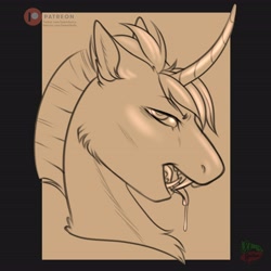 Size: 4096x4096 | Tagged: safe, artist:salemsalami, imported from derpibooru, oc, oc:venomous stray, pony, unicorn, bust, fangs, male, portrait, stallion