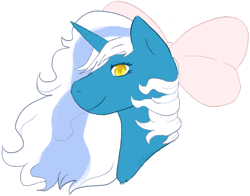 Size: 1244x976 | Tagged: safe, artist:fatfluffybunny, imported from derpibooru, oc, oc only, oc:fleurbelle, alicorn, pony, alicorn oc, bow, female, hair bow, horn, mare, simple background, smiling, solo, transparent background, yellow eyes