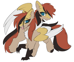 Size: 1913x1594 | Tagged: safe, artist:beardie, imported from derpibooru, oc, oc only, hippogriff, claws, duo, duo female, female, hippogriff oc, hooves, offspring, parent:oc:chel silktail, parent:oc:yiazmat, parents:oc x oc, siblings, simple background, sisters, tail, tongue out, transparent background, wings