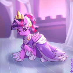 Size: 818x818 | Tagged: safe, artist:qweakster, imported from derpibooru, twilight sparkle, alicorn, pony, the last problem, clothes, coronation dress, crown, cute, dress, jewelry, regalia, second coronation dress, solo, twiabetes, twilight sparkle (alicorn)