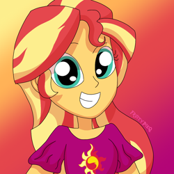 Size: 1000x1000 | Tagged: safe, artist:fruiitypieq, artist:shycookieq, imported from derpibooru, sunset shimmer, human, equestria girls, female, gradient background, solo