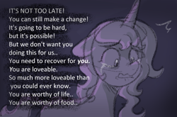 Size: 1060x700 | Tagged: safe, anonymous artist, imported from derpibooru, izzy moonbow, pony, unicorn, series:anorexic sunny, anorexia, crying, female, g5, mare, offscreen character, solo