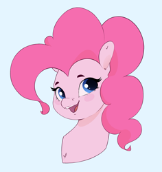 Size: 2025x2145 | Tagged: safe, artist:aquaticvibes, imported from derpibooru, pinkie pie, earth pony, pony, blue background, bust, female, high res, mare, open mouth, open smile, portrait, simple background, smiling, solo