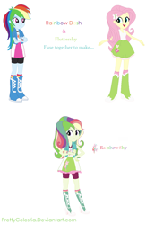 Size: 834x1280 | Tagged: safe, artist:prettycelestia, imported from derpibooru, fluttershy, rainbow dash, oc, oc:rainbow shy, equestria girls, boots, clothes, eyeshadow, four arms, fusion, fusion:flutterdash, fusion:fluttershy, fusion:rainbow dash, high heel boots, jacket, jewelry, makeup, multicolored hair, multiple arms, purple eyes, rainbow hair, ring, shoes