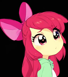 Size: 512x576 | Tagged: safe, editor:luckreza8, imported from derpibooru, apple bloom, human, equestria girls, ai content, ai generated, anime, black background, female, generator:pinegraph, simple background, solo