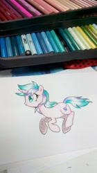 Size: 719x1280 | Tagged: safe, artist:darkynez, imported from derpibooru, oc, oc only, pony, unicorn, colored pencil drawing, colored pencils, photo, smiling, solo, traditional art