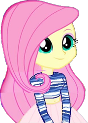 Size: 308x430 | Tagged: artist needed, safe, edit, imported from derpibooru, fluttershy, human, equestria girls, belly button, clothes, exposed belly, female, long skirt, midriff, shirt, simple background, skirt, solo, striped shirt, transparent background