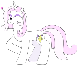 Size: 2698x2292 | Tagged: safe, artist:supahdonarudo, imported from derpibooru, fleur-de-lis, unicorn, heart, looking at you, one eye closed, raised hoof, simple background, transparent background, wink, winking at you