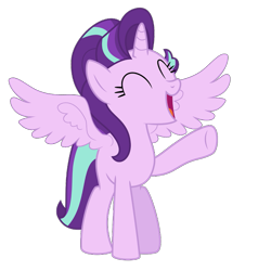 Size: 903x903 | Tagged: artist needed, safe, edit, imported from derpibooru, vector edit, starlight glimmer, alicorn, pony, ^^, alicornified, eyes closed, female, happy, mare, open mouth, race swap, simple background, solo, starlicorn, transparent background, vector, xk-class end-of-the-world scenario