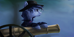 Size: 2222x1111 | Tagged: safe, artist:aaronmk, imported from derpibooru, oc, oc:p-21, earth pony, pony, fallout equestria, fallout equestria: project horizons, cannon, civil war, clothes, fanfic art, flower, hat, lily (flower), uniform, union