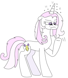 Size: 1963x2242 | Tagged: safe, artist:supahdonarudo, imported from derpibooru, fleur-de-lis, unicorn, concave belly, messy mane, raised hoof, simple background, slim, solo, thin, tired, transparent background