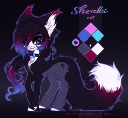 Size: 3440x3160 | Tagged: safe, artist:shenki, imported from derpibooru, oc, oc only, oc:shenki, cat, cat pony, original species, pony, reference sheet, solo