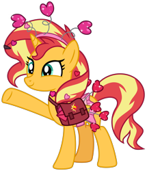 Size: 4508x5230 | Tagged: safe, artist:emeraldblast63, imported from derpibooru, sunset shimmer, pony, unicorn, spoiler:g5, spoiler:my little pony: tell your tale, spoiler:tyts01e44, choker, clothes, cute, female, g5, heart, hearts and hooves day, holiday, mare, my little pony: tell your tale, raised hoof, secret ad-mare-er, shimmerbetes, simple background, skirt, smiling, solo, transparent background, valentine's day, vector
