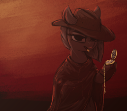 Size: 2320x2035 | Tagged: safe, artist:t72b, imported from derpibooru, limestone pie, marble pie, earth pony, pony, bipedal, cigar, clothes, cowboy hat, glare, gloves, hat, hoof hold, looking at you, monochrome, movie reference, music box, pocket watch, poncho, red dead redemption 2, reference, smoking, solo, sternocleidomastoid, western