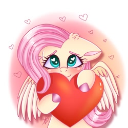 Size: 1280x1280 | Tagged: safe, artist:galaxy swirl, imported from derpibooru, fluttershy, pegasus, pony, blushing, bust, colored hooves, cute, daaaaaaaaaaaw, ear fluff, female, floppy ears, heart, heart eyes, holding, looking at you, mare, shyabetes, simple background, smiling, solo, spread wings, weapons-grade cute, white background, wingding eyes, wings