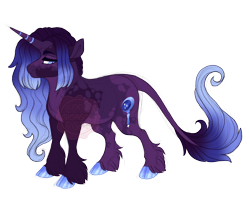 Size: 2900x2300 | Tagged: safe, artist:gigason, imported from derpibooru, oc, oc only, oc:rattle rain, pony, unicorn, cloven hooves, female, magical lesbian spawn, mare, offspring, parent:princess luna, parent:tempest shadow, parents:tempestluna, simple background, solo, transparent background