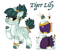 Size: 2600x2300 | Tagged: safe, artist:pink-pone, imported from derpibooru, oc, oc only, oc:tiger lily, earth pony, pony, clothes, cloven hooves, female, mare, reference sheet, simple background, solo, transparent background