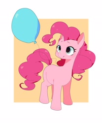 Size: 1697x2048 | Tagged: safe, artist:cheesesauce_45, imported from derpibooru, pinkie pie, earth pony, pony, balloon, simple background, smiling, solo